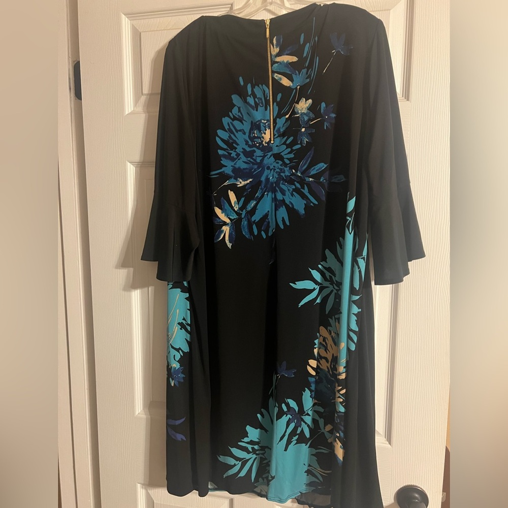 Elegant Black and Blue Floral Dress